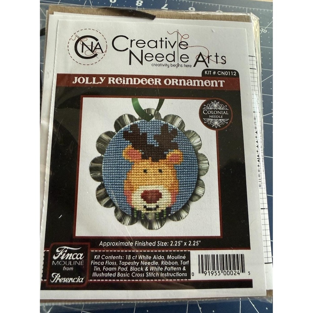 Creative Needle Arts Jolly Reindeer Ornament Counted Cross Stitch Kit
